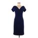 JS Collection Casual Dress - Sheath: Blue Solid Dresses - Women's Size 2
