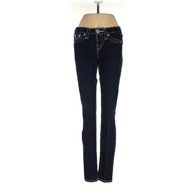 True Religion Jeans - Low Rise Skinny Leg Boyfriend: Blue Bottoms - Women's Size 23 - Dark Wash