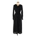 G by Giuliana Rancic Casual Dress - Shirtdress V Neck Long sleeves: Black Print Dresses - Women's Size Medium