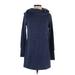 Any Body Casual Dress - Shift Cowl Neck Long sleeves: Blue Print Dresses - Women's Size 2X-Small