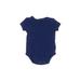 First Impressions Short Sleeve Onesie: Blue Solid Bottoms - Size 0-3 Month