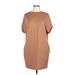 Shein Casual Dress - Mini Crew Neck Short sleeves: Brown Print Dresses - Women's Size Large