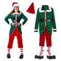 YILEEGOO Adults Unisex Elf Costume - Men Women Xmas Christmas Fancy Dress- Green Tops + Red Trousers + Hats + Belt + Socks + Elf Shoes (Green Women Pants Suit1, S)