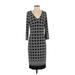 White House Black Market Casual Dress - Sheath V Neck 3/4 sleeves: Gray Dresses - Women's Size Small
