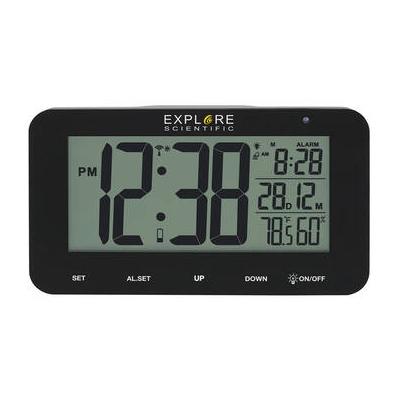 Explore Scientific Large Display Radio Controlled Alarm Clock (Black) RDC1004CM