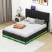 Brayden Studio® Cence Vegan Leather Panel Storage Bed Upholstered/Faux leather in Black | 42.9 H x 63 W x 84.3 D in | Wayfair