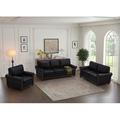 Alcott Hill® Caitline 3 - Piece Living Room Set Faux Leather in Black | 34.5 H x 82.68 W in | Wayfair Living Room Sets