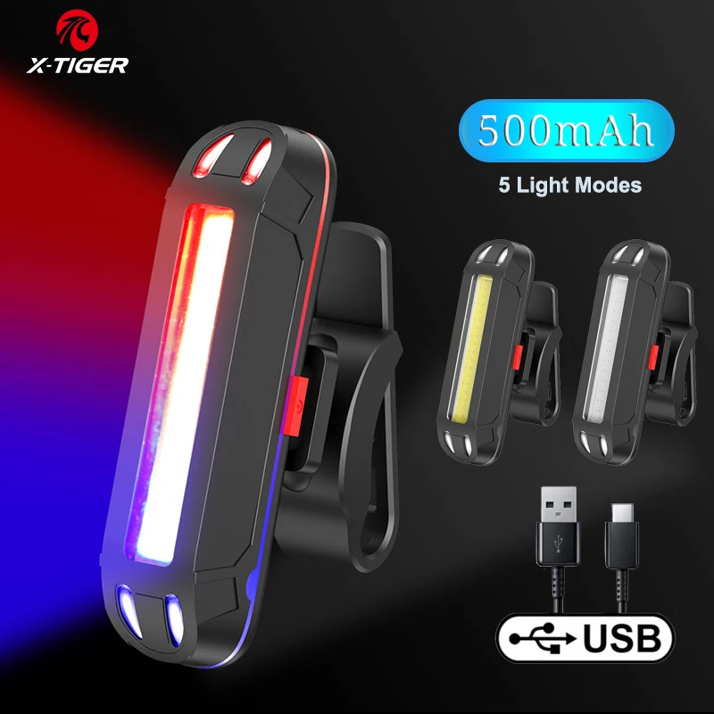 X-Tiger Luce posteriore per bici Luce per bicicletta a LED super luminosa USB ricaricabile Reggisella Forcella Luce Avvertimento di sicurezza Fanale posteriore per bicicletta