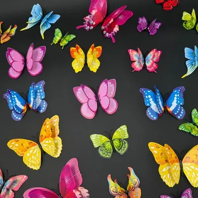 12 stücke 3D Doppel Schicht Schmetterlinge Wand Aufkleber Wohnzimmer Dekor Hochzeit Kinderzimmer Dekoration DIY Wand Kunst Magnet Aufkleber Image