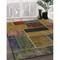 Ahgly Company Machine Washable Abstract Bakers Brown Area Rugs