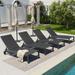 Outdoor Wheel Adjustable Chaise 5 Reclinig Position Aluminum Sun Lounger