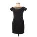 G by GUESS Casual Dress - Sheath Boatneck Short sleeves: Black Print Dresses - Women's Size Large