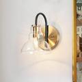 Savonnerie Modern 1-Light Black Gold Wall Sconces Bathroom Vanity Lights with Clear Glass - 5.5 L x 7.5 W x 8 H