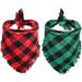 2 Pack Dog Bandana Christmas Classic Buffalo Plaid Pattern with Tassels Edges Bandana Pets Scarf Triangle Bibs Kerchief Bandana Costume Accessories for Small Medium Large Dogs