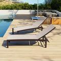 VREDHOM Aluminum Adjustable Outdoor Chaise Lounge (Set of 2) Beige