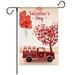 Valentine Flags 12 x 18 Double Sided Happy Valentines Burlap Garden Flag Roses on The Red Car Love Tree Yard Banners Valentine s Day Home Decorations Gifts