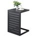 CintBllTer Outdoor Side Table Patio C-Shaped Multifunctional End Table Aluminum Frame Grey