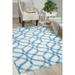 Havenside Home Naples Trellis Ikat Aegean Indoor/ Outdoor Area Rug by Blue 5 3 Square Synthetic Polyester Trellis Ikat Geometric 6 Square