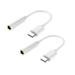 TOYMYTOY 2pcs Type-C to 3.5mm Earphone Cable Adapter Usb 3.1 Type C USB-C Male to 3.5 AUX Audio Female Jack (White)