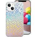 Compatible with iPhone 13 Leopard Case for Women Luxury Glitter Leopard Cheetah Print Designed Colorful Laser Iridescent Case Hard PC Bumper Slim Protective Bling Girly Case Cute