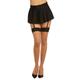 Women's Sheer Beige Thigh High Stockings with Black Band, Contrast Back Seam, and Cuban Heel
