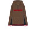 BALMAIN Mini Monogram Retro Hoodie in Marron Marron Fonce Marine & Rouge - Brown. Size S (also in M).