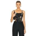 Monse Laced Bustier Top in Black Print - Black. Size 0 (also in 4).