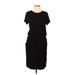 32 Degrees Casual Dress - DropWaist Crew Neck Short sleeves: Black Solid Dresses - Women's Size Large