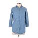 H&M Long Sleeve Button Down Shirt: Blue Polka Dots Tops - Women's Size 10