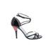 Prada Heels: Strappy Stilleto Cocktail Party Black Print Shoes - Women's Size 40 - Open Toe