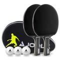 JOOLA Black Duo Pro Table Tennis Set 2 Table Tennis Bats + 3 Table Tennis Balls + Table Tennis Case Black 6-Piece