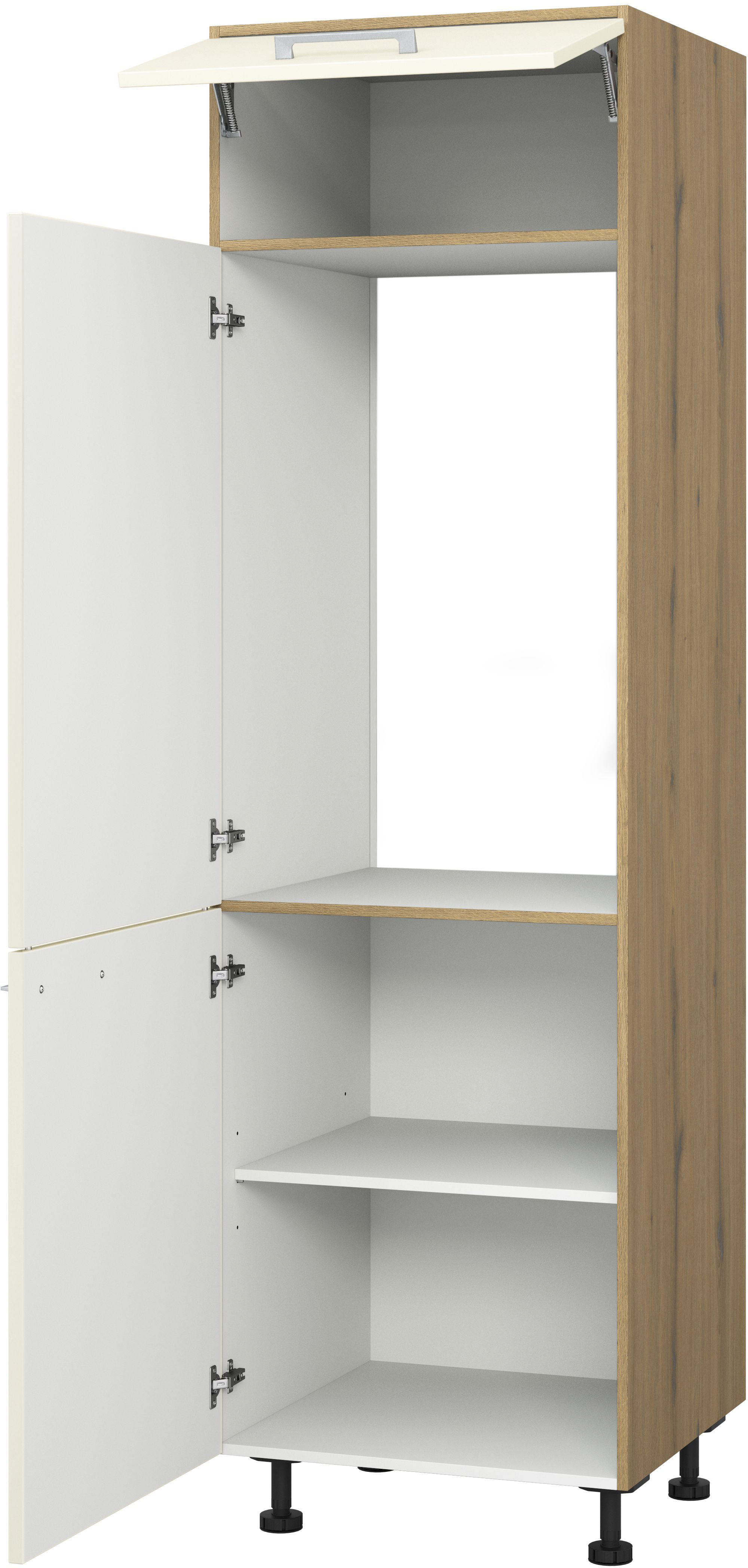 Kühlumbauschrank KOCHSTATION "KS-Trea SK-195-88", weiß (magnolie, eiche astig), B:60cm H:195cm T:56cm, Schränke, Stauraum ober- und unterhalb vom Küchenschrank, Breite 60cm Höhe 195cm Image