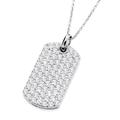 Old English Jewellers 925 Sterling Silver Cubic Zirconia DOG TAG Pendant Necklace 16 17 18 inch Adjustable