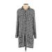 Equipment Casual Dress - Mini High Neck Long sleeves: Gray Dresses - Women's Size X-Small