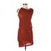 Shein Casual Dress - Mini Cowl Neck Sleeveless: Burgundy Print Dresses - Women's Size Medium Tall