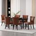 George Oliver Edenbrook Faux Leather, Acacia Wood, & Iron Piece Dining Set Wood/Upholstered/Metal in Black/Brown/Gray | Wayfair