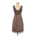 Moulinette Soeurs Cocktail Dress - Party Plunge Sleeveless: Brown Print Dresses - Women's Size 2