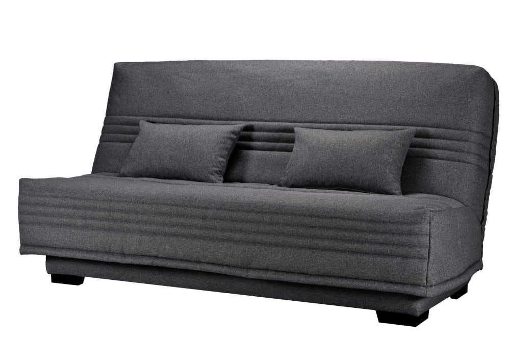 Banquette clic-clac, matelas 17 cm en tissu polyester gris foncé