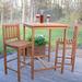 3-Piece Wood Patio Bar-Height Table and Chairs