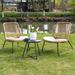 Patio Furniture Sets Rattan Wicker Outdoor Bistro Sets with Cushions (Set of 3) - 23.23"L x 29.53"W x 32.28"H