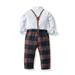 LYCAQL Toddler Boy Clothes Toddler Boy Clothes Baby Boy Clothes Baby Soild Shirt Suspender Pants Set Outfit Designer Pants for (White 3-4 Years)