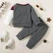 LYCAQL Toddler Boy Clothes Toddler Boys Winter Long Sleeve Patchwork Colours Tops Pants 2PCS Outfits Clothes Set for (Grey 12-18 Months)