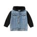 Toddler Girl Clothes Windproof Denim Patchwork Hooded Warm Wear Casual Comfort Toddler Winter Clothes