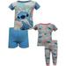 AME Sleepwear Girls Lilo and Stitch So Sweet Toddler 4 Pc Cotton Pajama Set (2T)