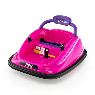 Costway 12V Kids Bumper Car Ride on Toy with Remote Control and 360 Degree Spin Rotation-Pink