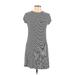 BDG Casual Dress - Mini Crew Neck Short sleeves: Gray Stripes Dresses - Women's Size Large