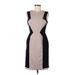 BCBGMAXAZRIA Casual Dress - Sheath Crew Neck Sleeveless: Gray Color Block Dresses - Women's Size 6