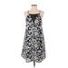 Astr Casual Dress - Mini V-Neck Sleeveless: Black Print Dresses - Women's Size Medium