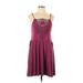 Xhilaration Casual Dress - Mini: Burgundy Solid Dresses - Women's Size Large