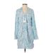 Charlie Holiday. Casual Dress - Shift: Blue Print Dresses - Women's Size 4